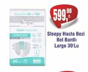 Sleepy Hasta Bezi Bel Bantlı Large 30'Lu