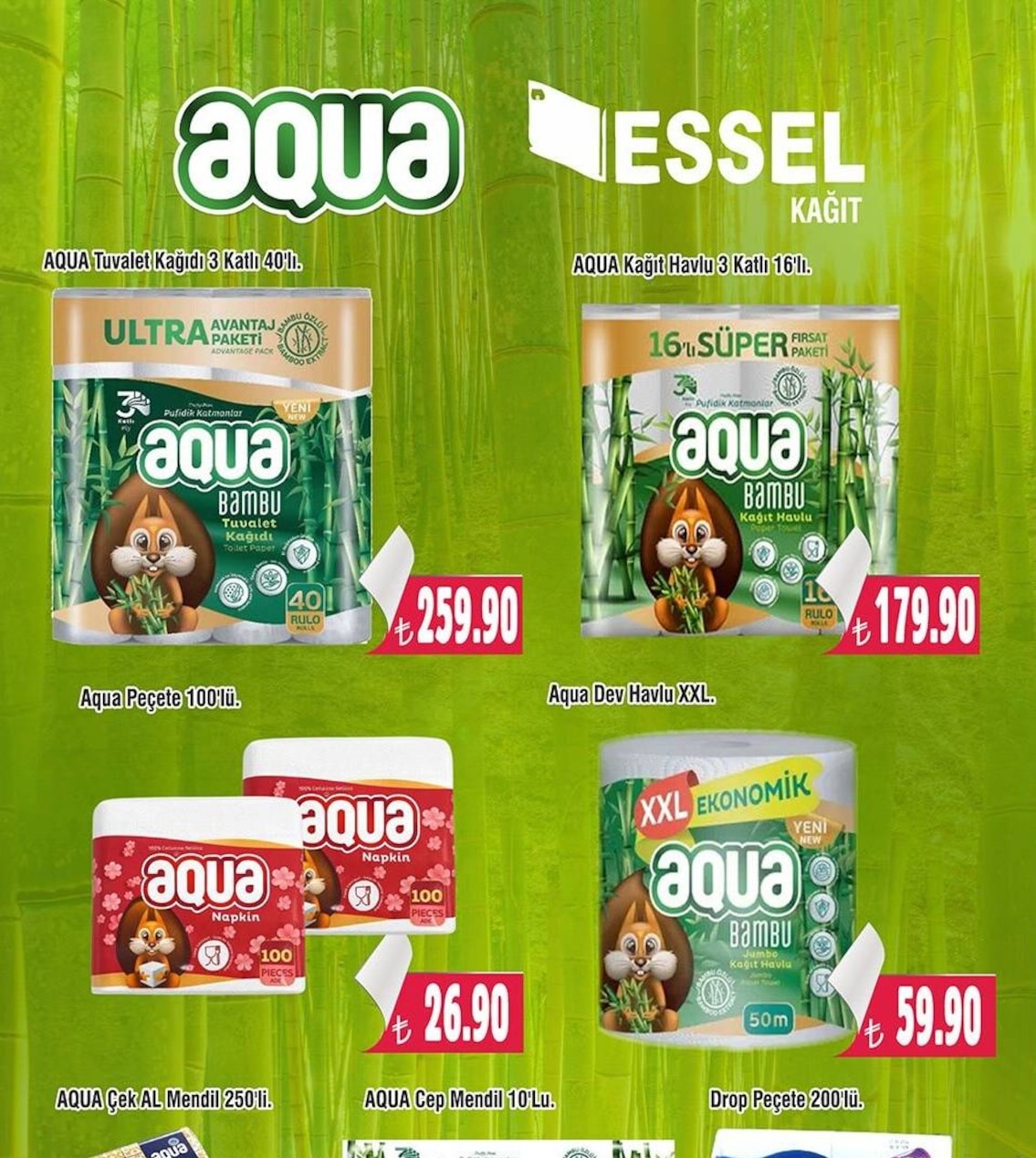 Aqua Tuvalet Kağıdı 3 Katlı 40'Lı