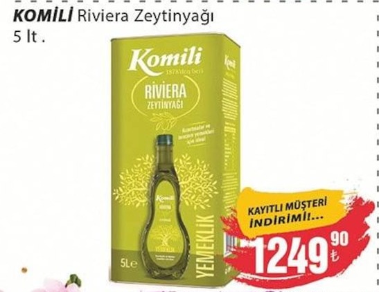 Komili Riviera Zeytinyağı 5 Lt