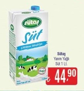 Sütaş Süt Yarım Yağlı Süt 1 Lt.