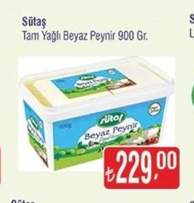 Sütaş Tam Yağlı Beyaz Peynir 900 Gr.