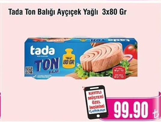 Tada Ton Balığı Ayçiçek Yağlı 3X80 Gr