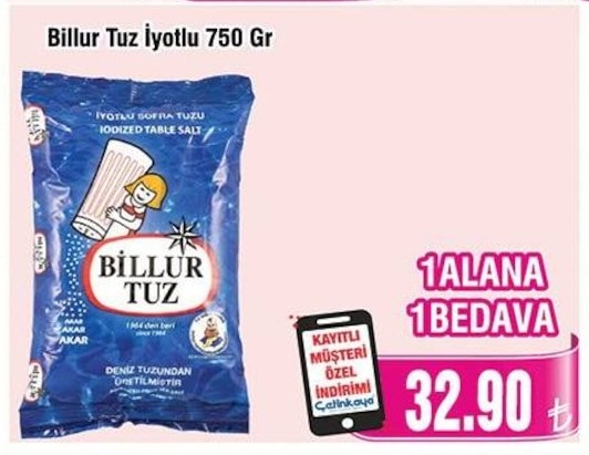Billur Tuz İyotlu 750 Gr