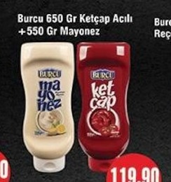 Burcu Ketçap Açılı + Mayonez 650 Gr + 550 Gr