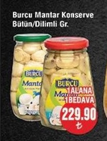 Burcu Mantar Konserve Bütün/Dilimli Gr.