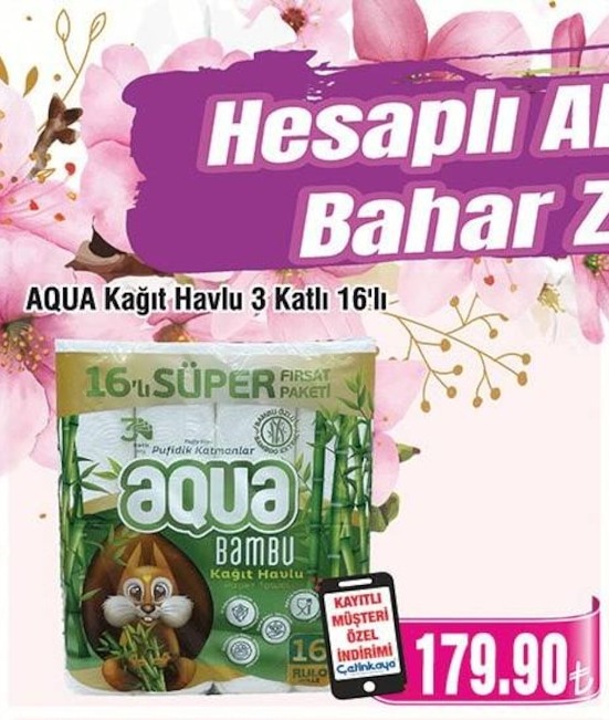 Aqua Kağıt Havlu 3 Katlı 16'Lı
