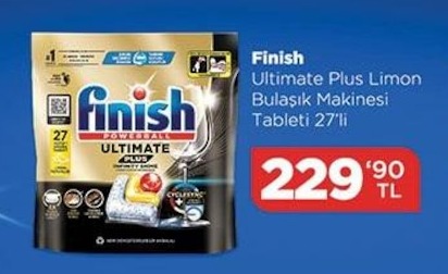 Finish Ultimate Plus Limon Bulasik Makinesi Tableti 27'Li