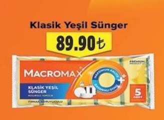 Macromax Klasik Yeşil Sünger 5 Adet