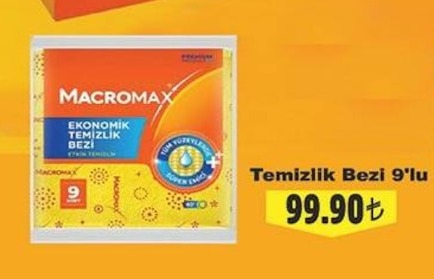 Macromax Ekonomik Temizlik Bezi 9'Lu