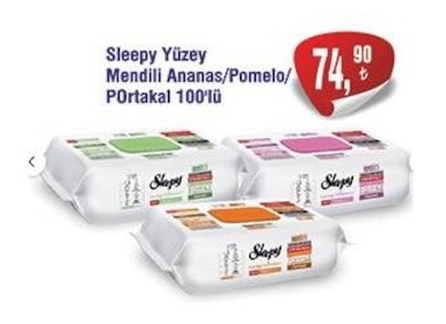 Sleepy Yüzey Mendili Ananas/Pomelo/Portakal 100Lü