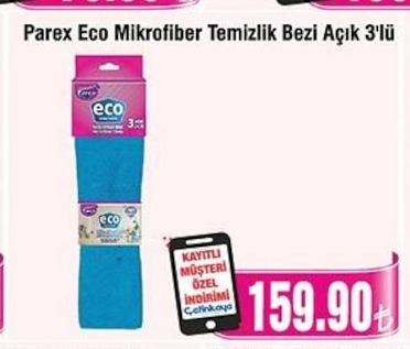 Parex Eco Mikrofiber Temizlik Bezi Açık 3'Lü