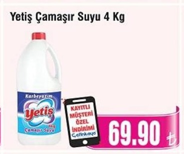 Yetiş Çamaşır Suyu 4 Kg