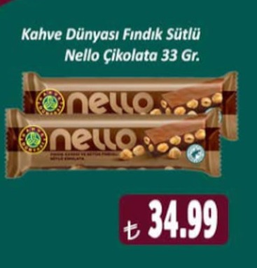 Kahve Dünyasi Findik Sütlü Nello Çikolata 33 Gr