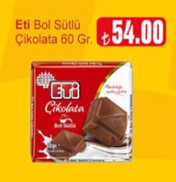 Eti Bol Sütlü Çikolata 60 Gr.