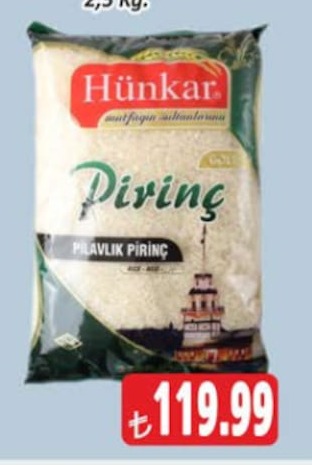 Hünkar Pirinç Pilavlik Pirinç 2.5 Kg