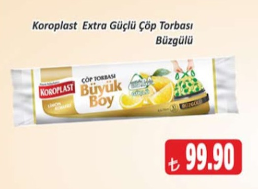 Koroplast Extra Güçlü Çöp Torbası Büyük Boy Büzgülü