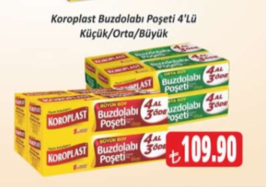 Koroplast Buzdolabı Poşeti 4'Lü Küçük/Orta/Büyük