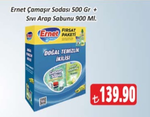 Ernet Çamaşır Sodası 500Gr + Sıvı Arap Sabunu 900Ml