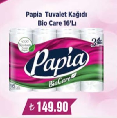 Papia Tuvalet Kağıdı Bio Care 16'Lı