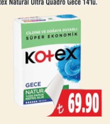 Kotex Natural Ultra Quadro Gece 14'Lü