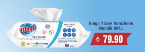 Bingo Yüzey Temizleme Mendili 96'Lı