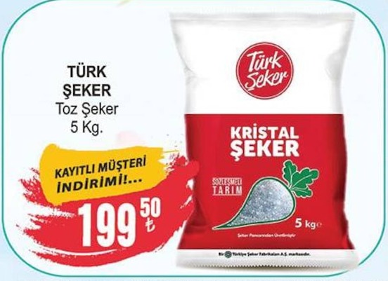Türk Şeker Toz Şeker 5 Kg.