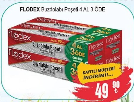 Flodex Buzdolabı Poşeti 4 Al 3 Öde