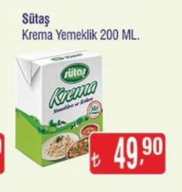 Sütaş Krema Yemeklik 200 Ml.