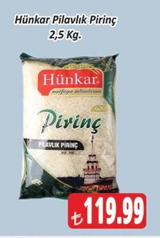 Hünkar Pilavlık Pirinç 2,5 Kg.