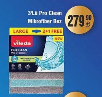 Vileda 3'Lü Pro Clean Mikrofiber Bez