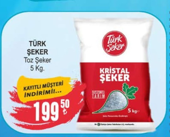 Türk Şeker Toz Şeker 5 Kg.