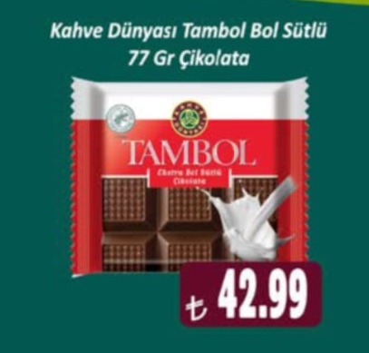 Kahve Dünyası Tambol Bol Sütlü 77 Gr Çikolata
