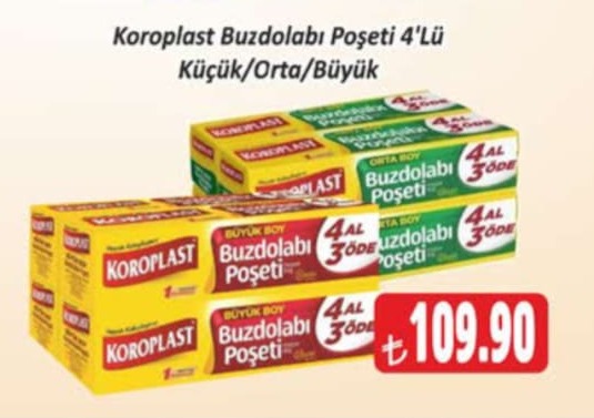 Koroplast Buzdolabı Poşeti 4'Lü Küçük/Orta/Büyük