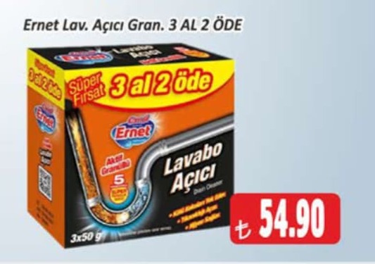 Ernet Lavabo Açıcı Granül 3X50G