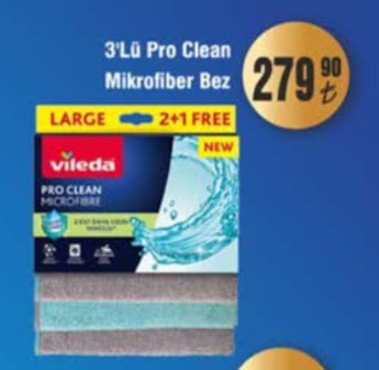 Vileda 3'Lü Pro Clean Mikrofiber Bez Large