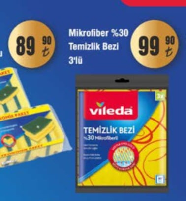 Vileda Mikrofiber %30 Temizlik Bezi 3'Lü