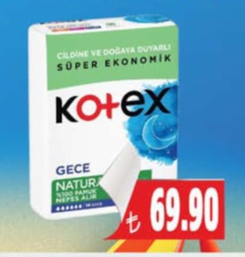 Kotex Gece Natural %100 Pamuk Nefes Alir Yogun Gece Pedleri