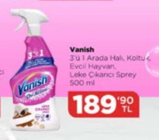 Vanish 3'Ü 1 Arada Halı, Koltuk, Evcil Hayvan, Leke Çıkarıcı Sprey 500 Ml