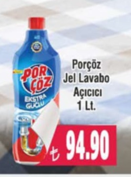 Porçöz Jel Lavabo Açıcı Ekstra Güçlü 1 Lt