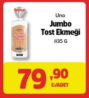 Uno Jumbo Tost Ekmeği 835 G
