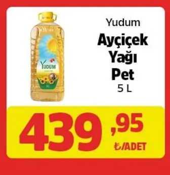Yudum Ayçiçek Yağı Pet 5 L