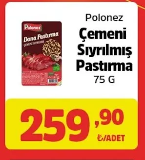 Polonez Çemeni Sıyrılmış Pastırma 75 G