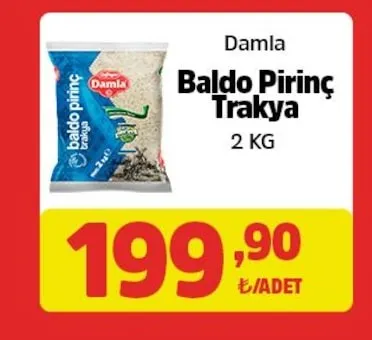 Damla Baldo Pirinç Trakya 2 Kg
