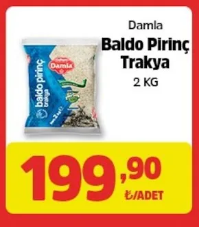 Damla Baldo Pirinç Trakya 2 Kg