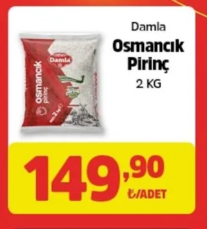 Damla Osmancık Pirinç 2 Kg