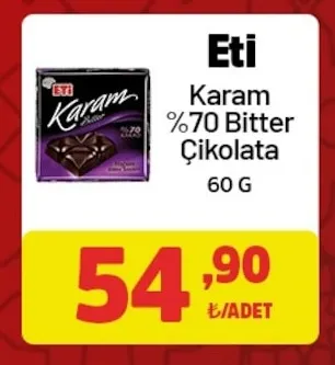 Eti Karam %70 Bitter Çikolata 60 G