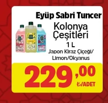Eyüp Sabri Tuncer Kolonya Çeşitleri 1 L Japon Kiraz Çiçeği/ Limon/Okyanus