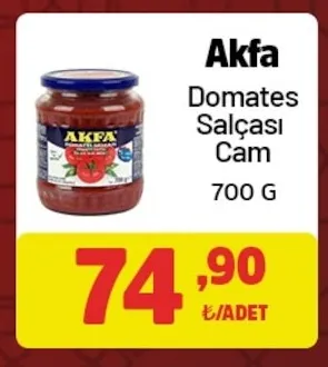 Akfa Domates Salçası Cam 700 G