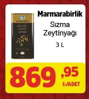 Marmarabirlik Sızma Zeytinyağı 3 L