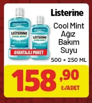 Listerine Cool Mint Ağız Bakım Suyu 500 + 250 Ml